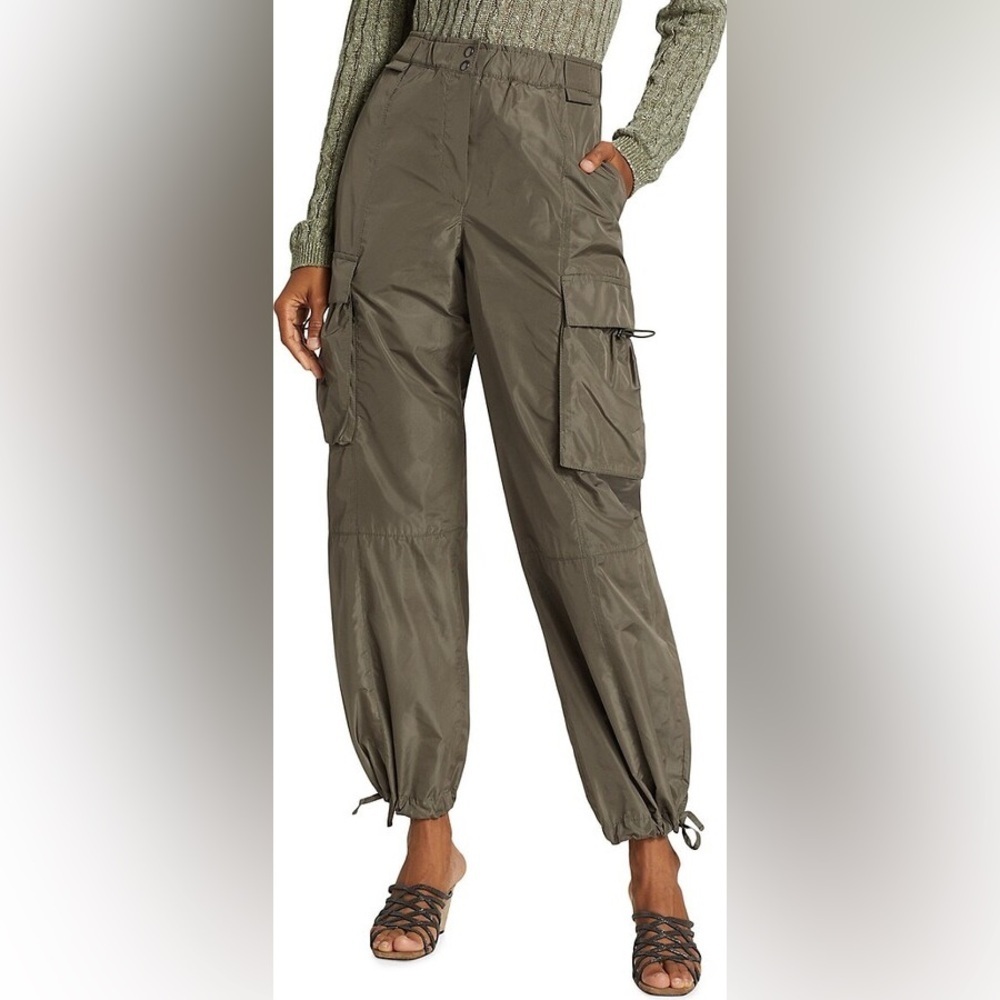 Brunello Cucinelli Olive Taffeta Cargo Pants Size 0 | Made in Italy